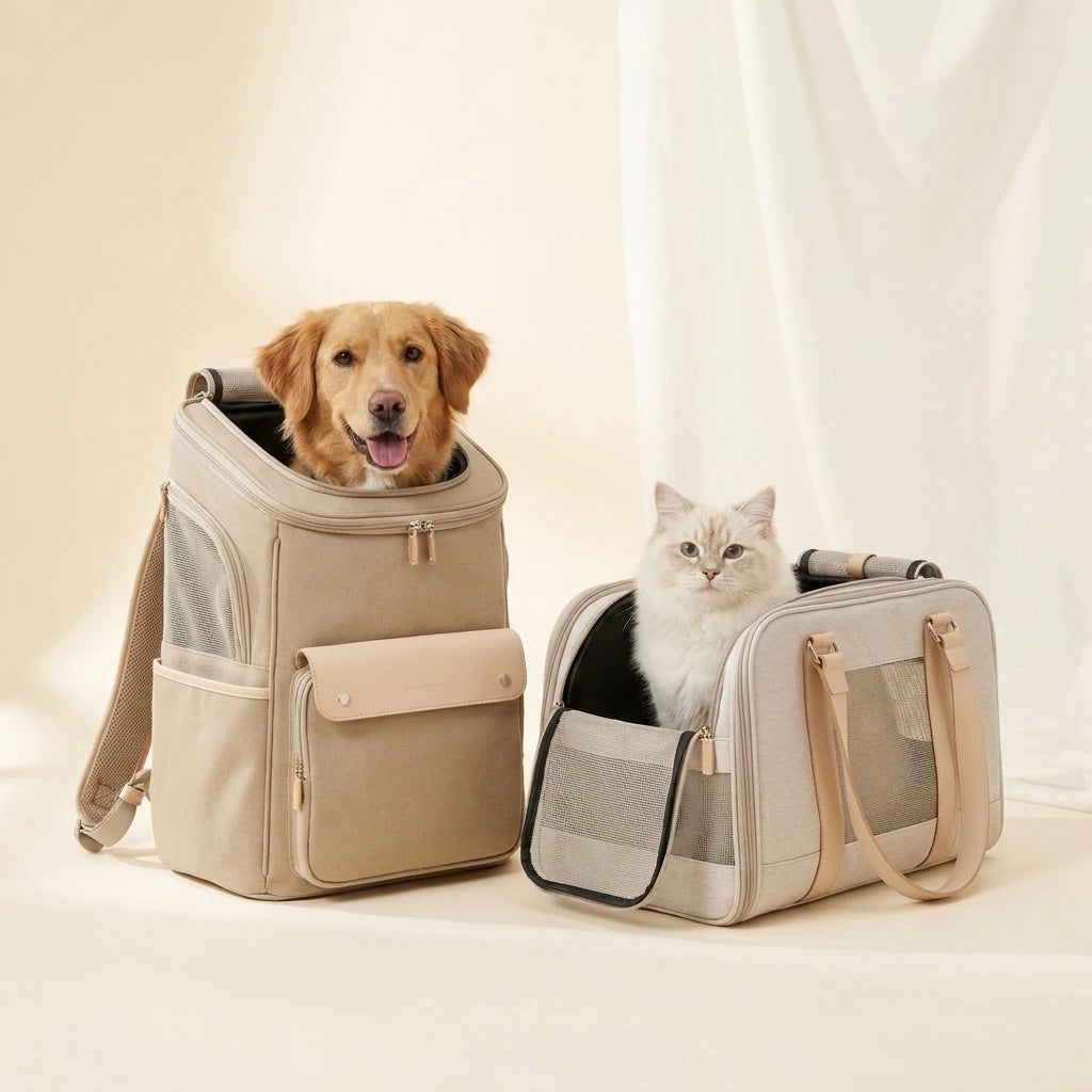 Dog in a pet carrier backpack and cat in a carry bag – Petifo Carriers & Backpacks
