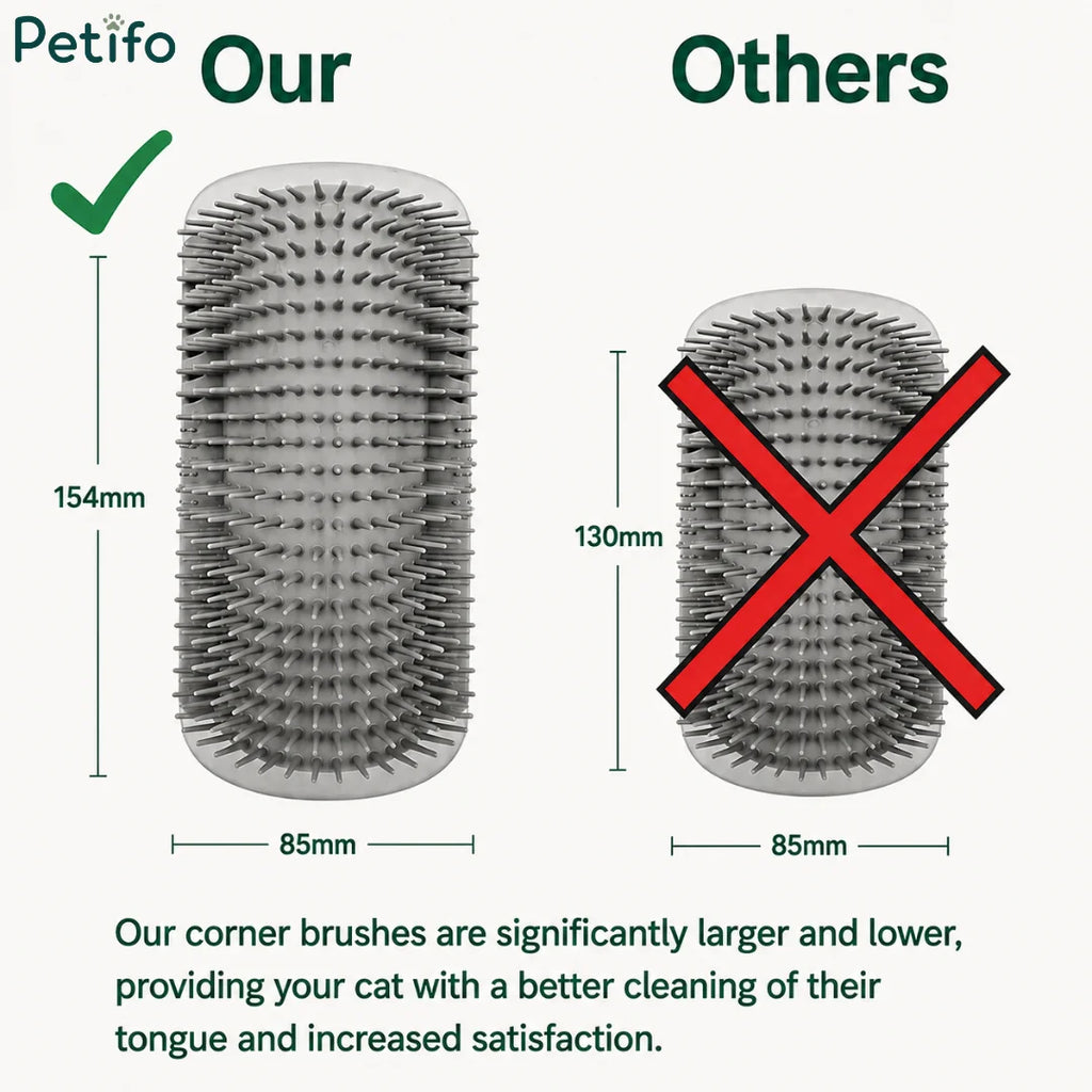 Comparison infographic showing our larger 154mm corner brush next to a smaller 130mm competitor model.