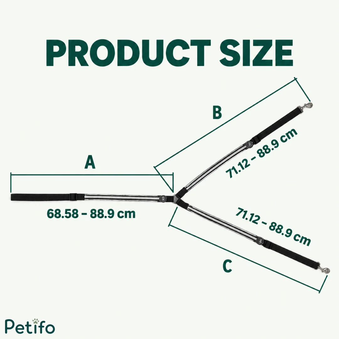 Product size chart showing measurements A, B, and C for an adjustable horse LED breastplate.