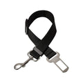 Adjustable black nylon pet car seat belt safety leash with metal buckle and swivel snap hook