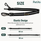 Size specification guide showing adjustable length ranging from 60cm to 90cm with a 2.5cm width.