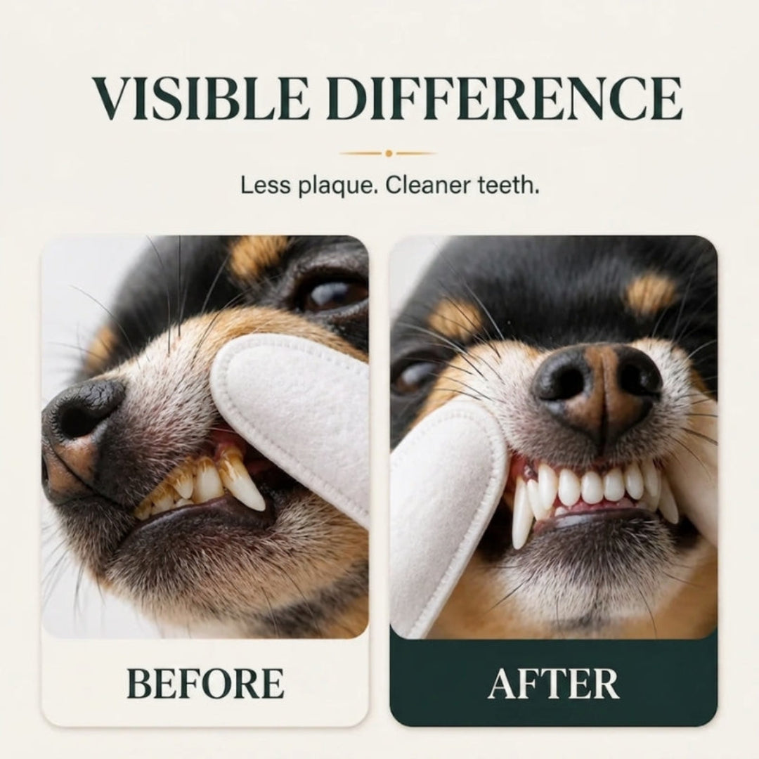 TailCare dental cleaner for dogs and cats with 50 dental wipes - Petifo