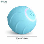 Blue Petifo interactive cat toy ball with precise dimensions of 50mm or 1.96 inches.