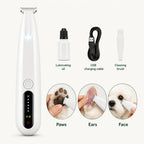 Comprehensive professional pet trimmer set complete with guide combs, cleaning accessories, and detail grooming blades.