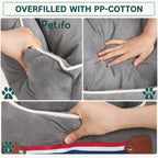 Close-up demonstration showing the plush, overfilled PP-cotton padding inside the Petifo pet car seat for maximum comfort.