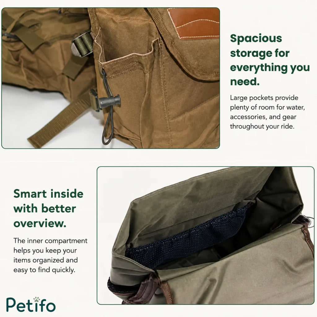 Close-up of the spacious side pockets and interior mesh storage