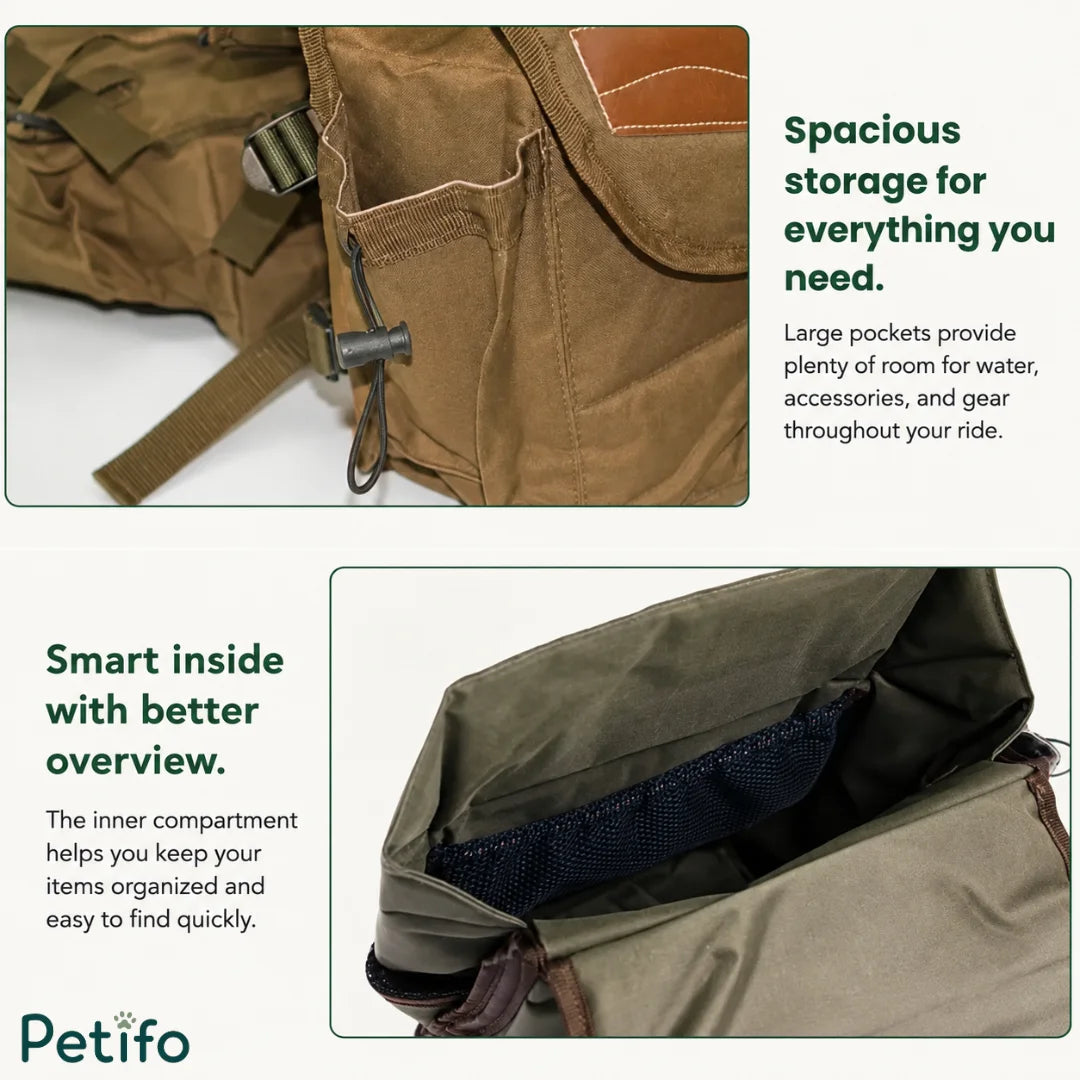 Close-up of the spacious side pockets and interior mesh storage