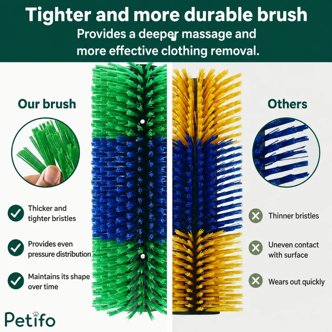 Comparative breakdown demonstrating how thicker, tighter bristles offer superior durability and more effective shedding removal than standard alternatives.