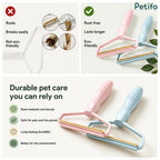 Comparison highlighting the durable, rust-free, and eco-friendly advantages of the pet hair remover over fragile alternatives.
