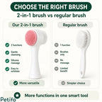 Comparison chart highlighting the features of the Petifo 2-in-1 pet brush versus a standard single-function regular brush.