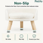 Diagram highlighting the non-slip design of an elevated pet bed, which protects floors from scratches and reduces noise.