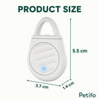 Product dimension diagram displaying the height, width, and thickness of the ultrasonic tick repellent device.