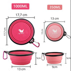 Dimensions and capacity chart for 1000ml and 350ml collapsible dog bowls