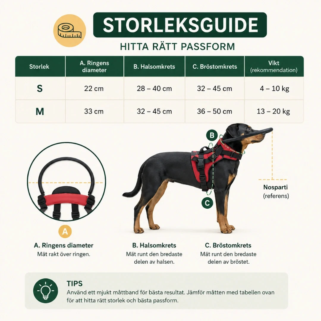 DogHalo protective harness size guide S and M - Petifo
