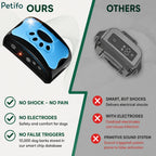 Comparison infographic highlighting the advantages of the shock-free, electrode-free training collar over alternative models.