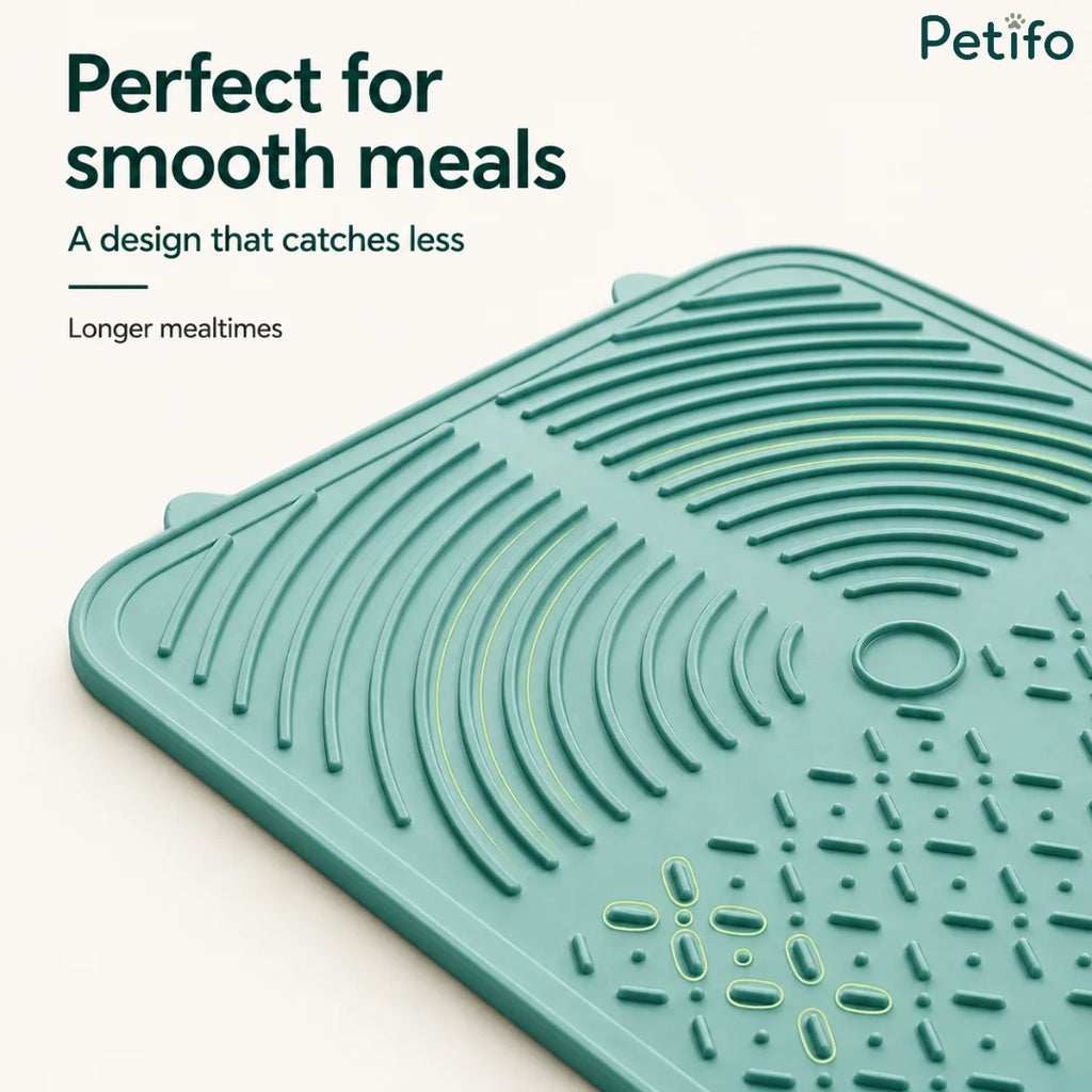 Petifo green silicone slow feeder lick mat with raised textured patterns for smooth meals