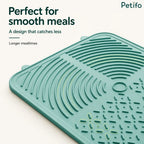 Petifo green silicone slow feeder lick mat with raised textured patterns for smooth meals