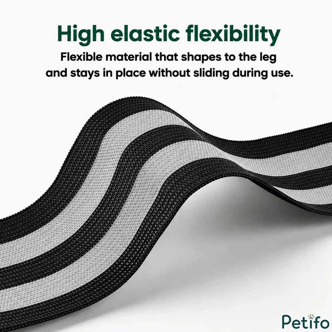 Close-up of high-elastic and flexible striped fabric material used for equestrian safety bands.