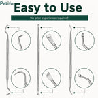 Diagram highlighting double-ended dental scraper tool tips including pick, flat, and curved ends