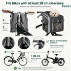 Installation guide and handlebar clearance requirements for mounting the Petfuled bicycle pet bag.