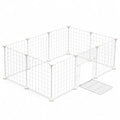 Petifo white wire dog playpen layout with an integrated door panel on a white background.