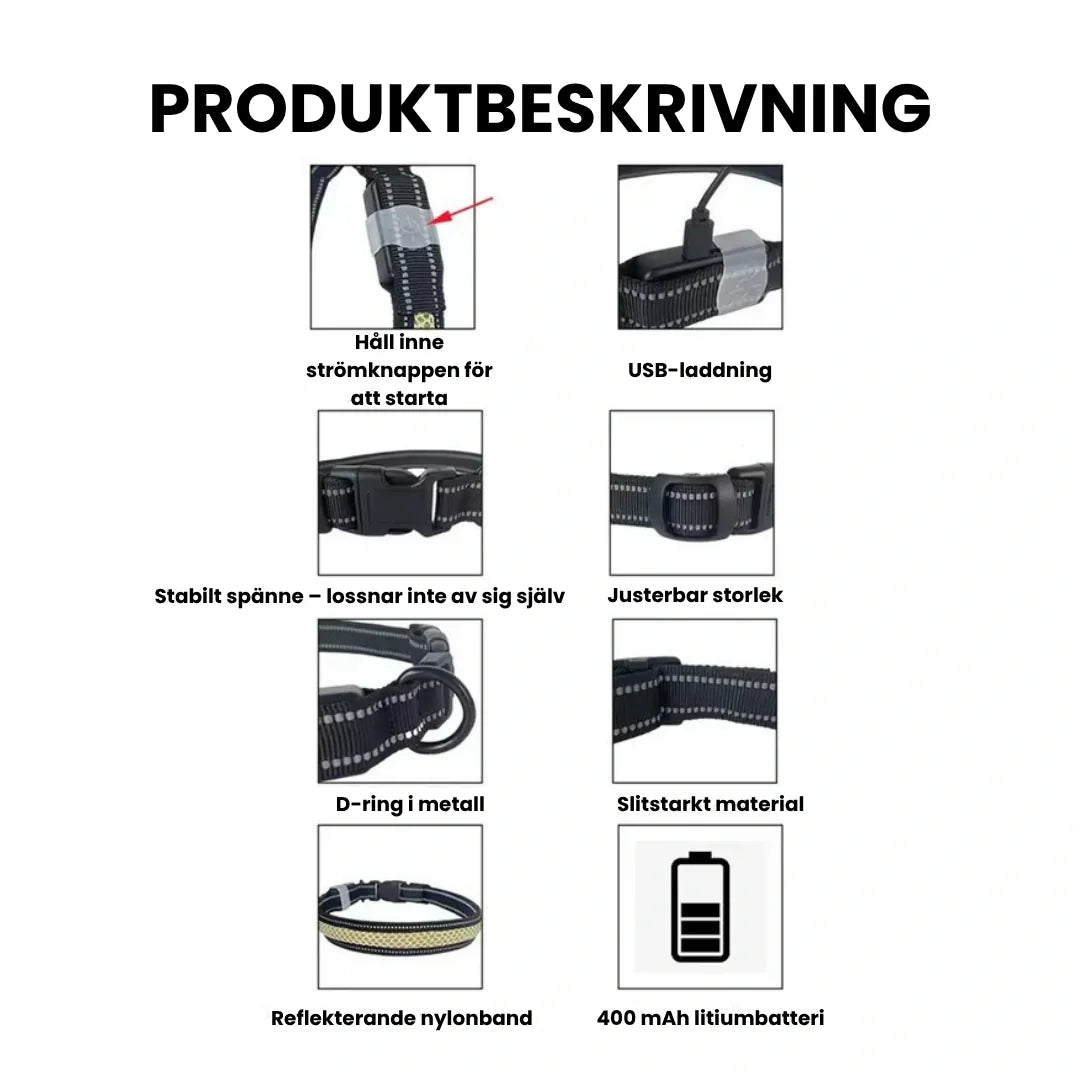 LunaPaw Collar with LED lighting Product description - Petifo