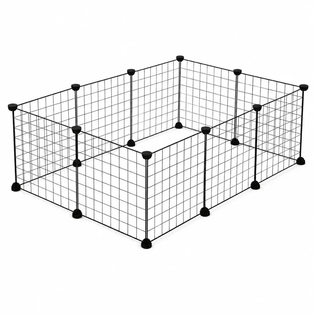 Petifo modular black wire pet playpen frame displayed on a neutral studio background.