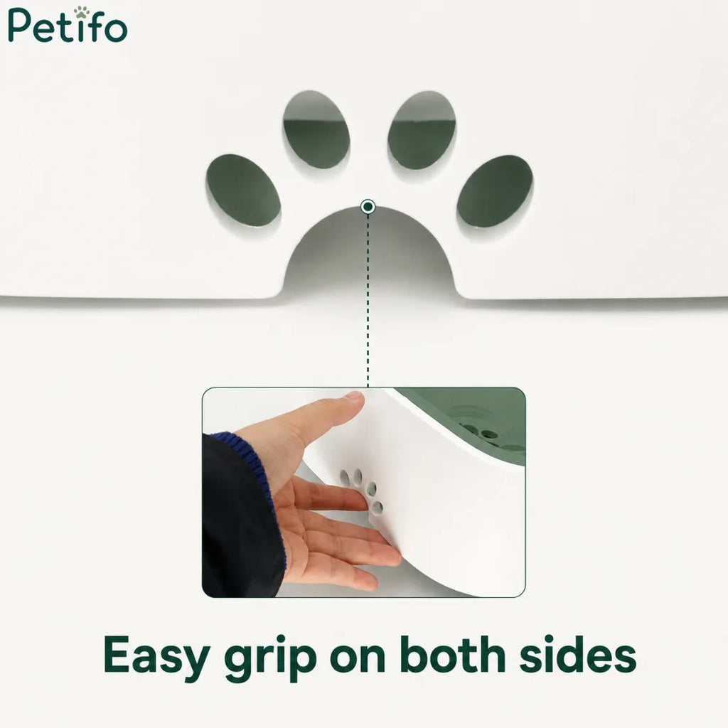 Paw-shaped side handle design for easy grip on anti-spill pet bowl