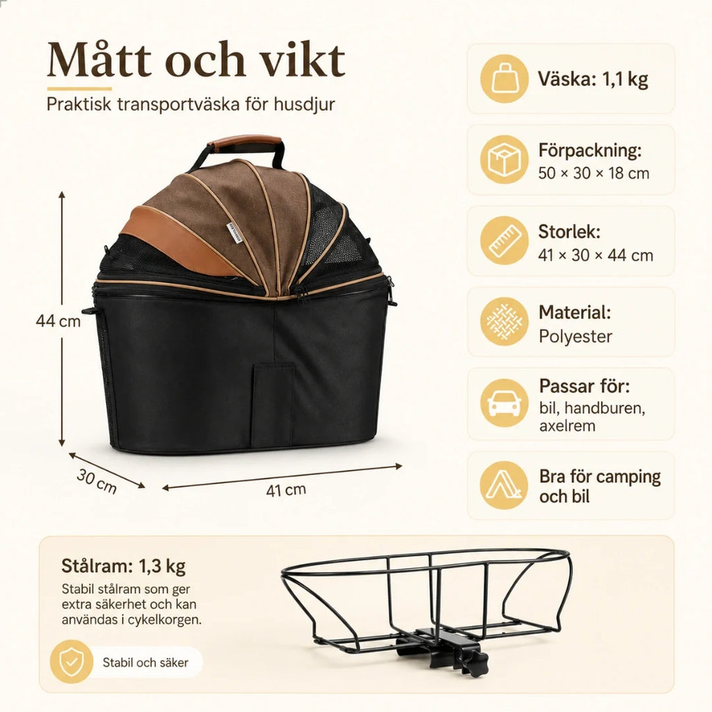 PetFuled Bicycle Basket size and dimensions - Petifo