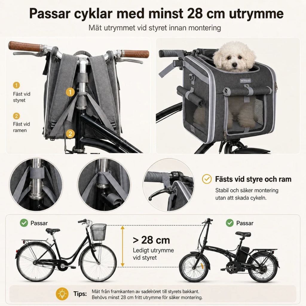PetFuled Bike Bag fits bikes with at least 28cm of space - Petifo