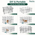 DIY and portable Petifo wire dog playpen options showcasing various panel configurations and shapes.