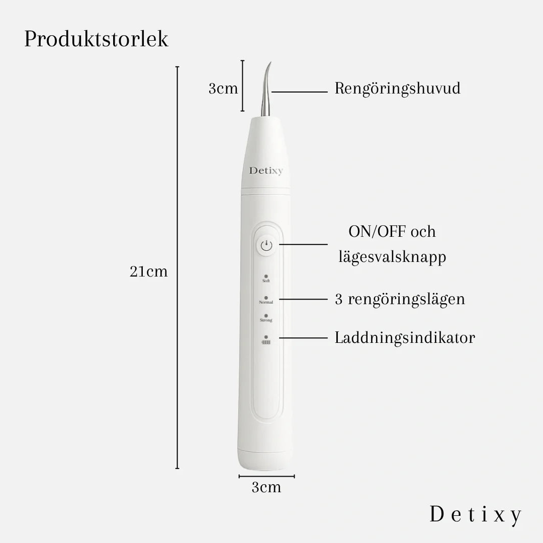 Size guide for Detixy Ultrasonic Tartar Scraper - Petifo