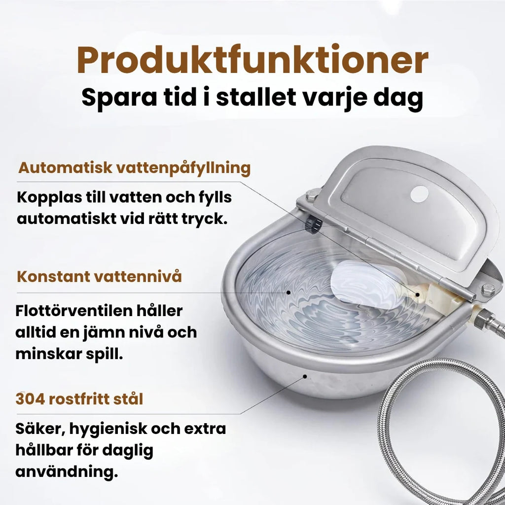 Product features Automatic Water Bowl for horses in stainless steel - Petifo