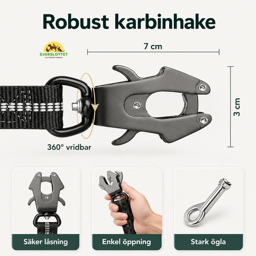 SafePaw Anti-Pull Lead with Seatbelt Attachment sturdy carabiner - Petifo