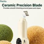 Ceramic precision blade designed for smooth and safe hair trimming around pet paws and claws.