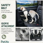 Demonstration showing safety belt and ISOFIX attachment options secured in a vehicle.