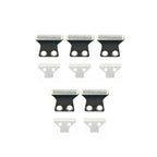 Set of replacement trimmer blades and cutter heads against a clean white background.