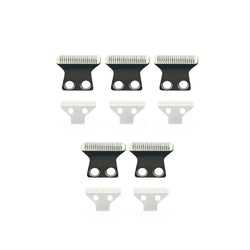 Set of replacement trimmer blades and cutter heads against a clean white background.