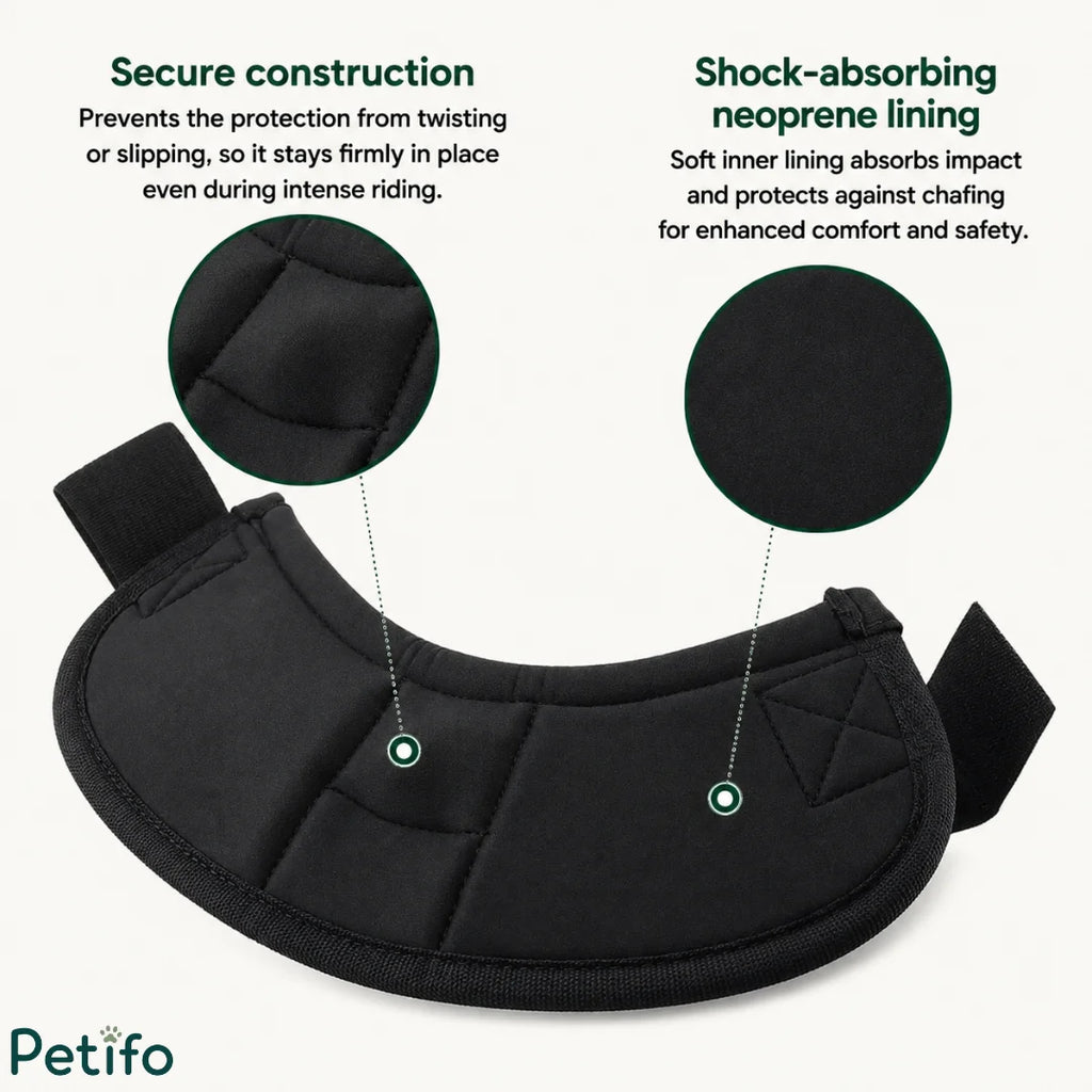 Interior view of black horse bell boot showing the shock-absorbing neoprene lining