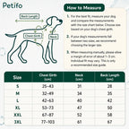 Dog cooling vest sizing chart with chest girth, neck, and back length measurements.