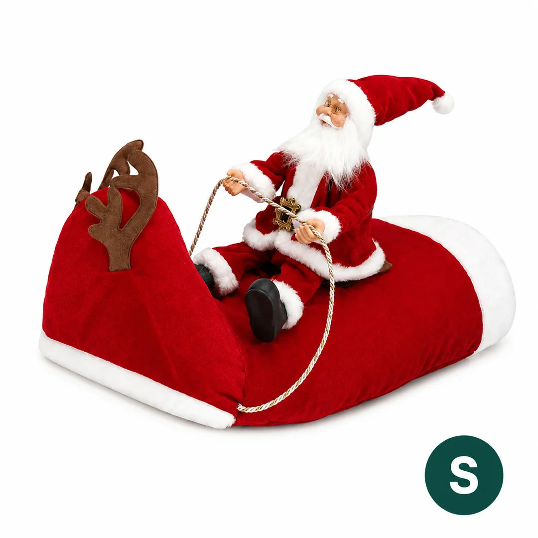 Small size Santa Claus riding a reindeer Christmas costume for pets.