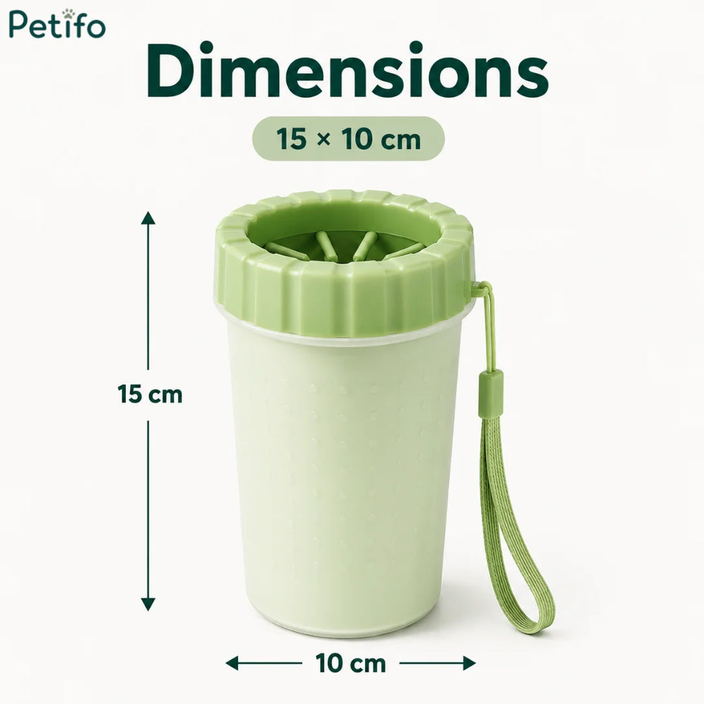 Official product dimensions and size specifications of the Petifo portable dog paw washer
