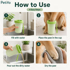 Step-by-step instructions on how to use the Petifo portable dog paw cleaner cup