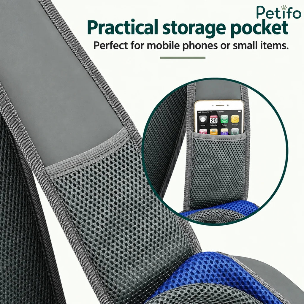 Convenient shoulder strap storage pocket ideal for carrying mobile phones or small accessories.