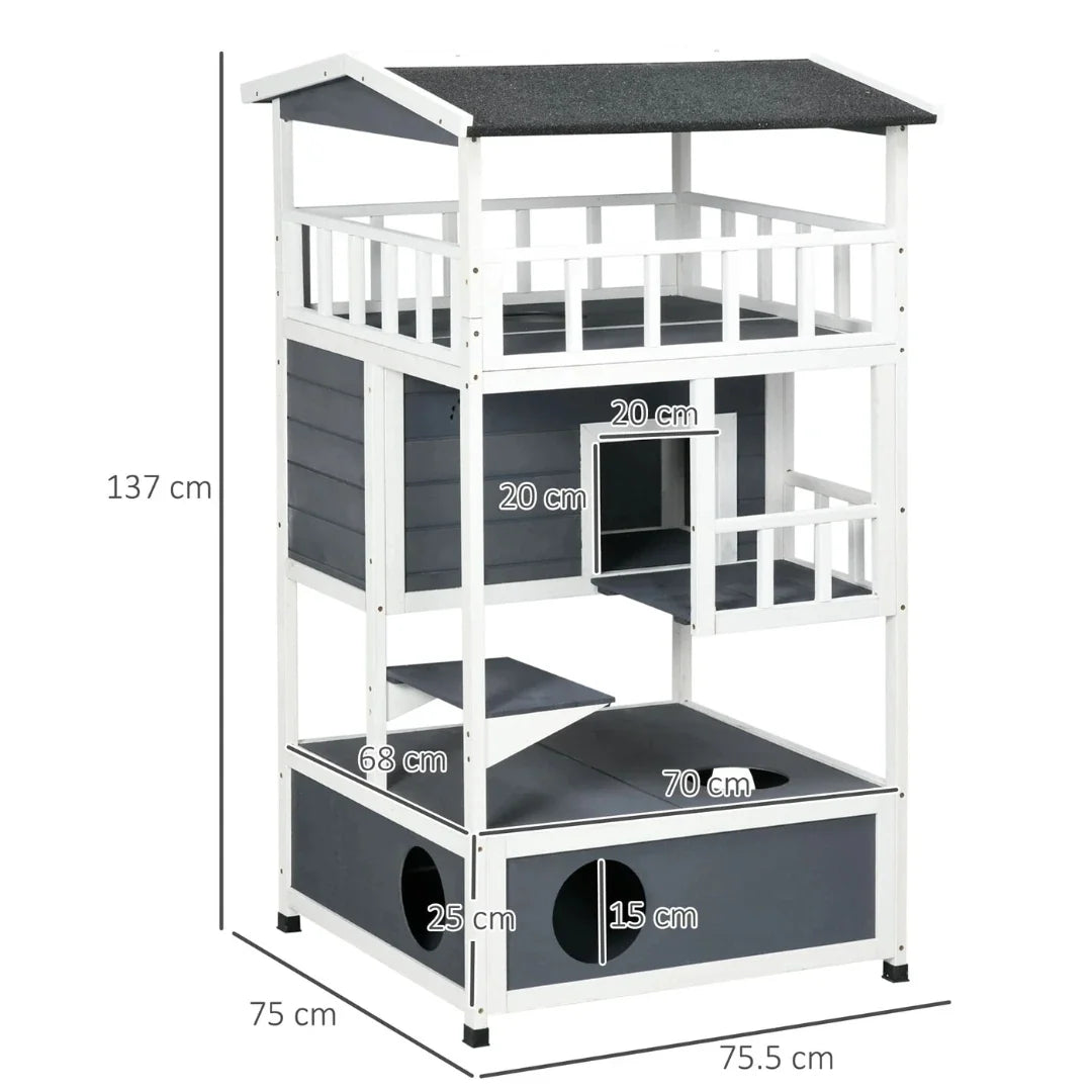 Size of Large Outdoor Wooden Cat House -Petifo