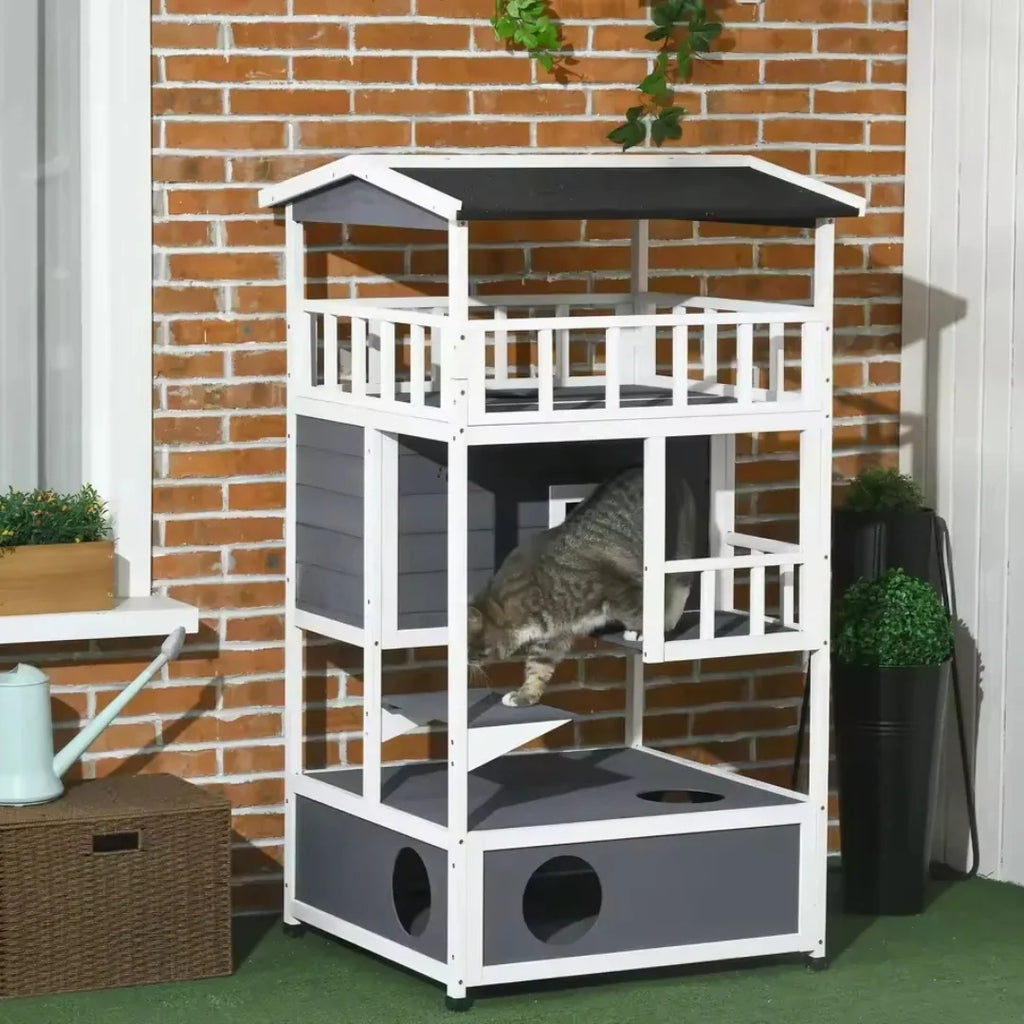 Large Outdoor Wooden Cat House Petifo