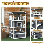 Large Outdoor Wooden Cat House Three storeys Petifo