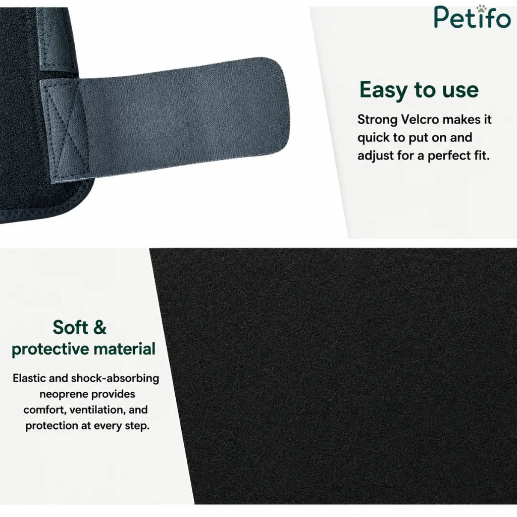 Close-up view of strong Velcro closures and soft shock-absorbing neoprene material on equestrian leg wraps.