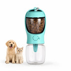 Teal variant of the Petifo portable pet water and food bottle.