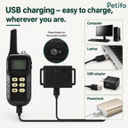 Universal USB charging demonstration showing compatibility with laptops, wall adapters, and portable power banks.